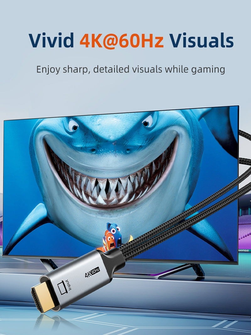 CABLETIME ACTIVE HDMI TO USB-C CABLE WITH USB POWER | 4K 60HZ UNIDIRECTIONAL ADAPTER COMPATIBLE WITH XREAL AIR 2, ROKID MAX, RAYNEO | CONNECTS PS5, XBOX, SWITCH DOCK TO PORTABLE MONITORS-2 METER - Image 5